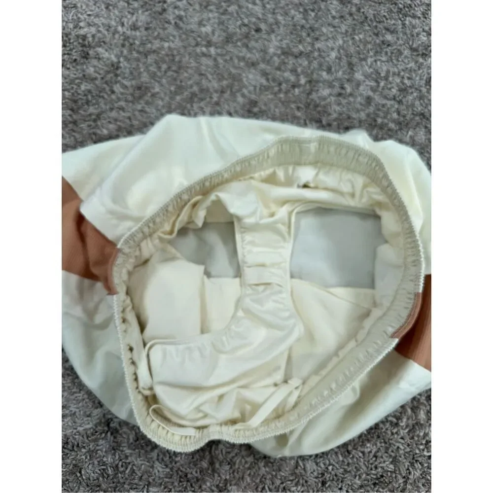 Nike Women's M Dri-fit Tempo Running Shorts Cream Tan Brown Brief Lined Athletic